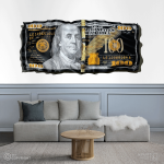 اسکناس دفرمه دلار مشکی طلایی